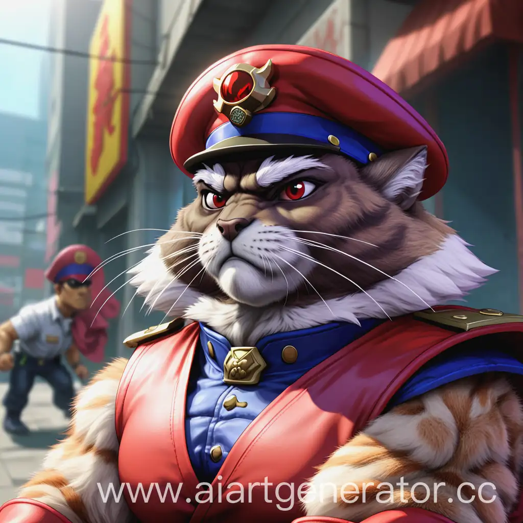 street fighter, m. bison, манул, кот, антропоморфный, крупный план