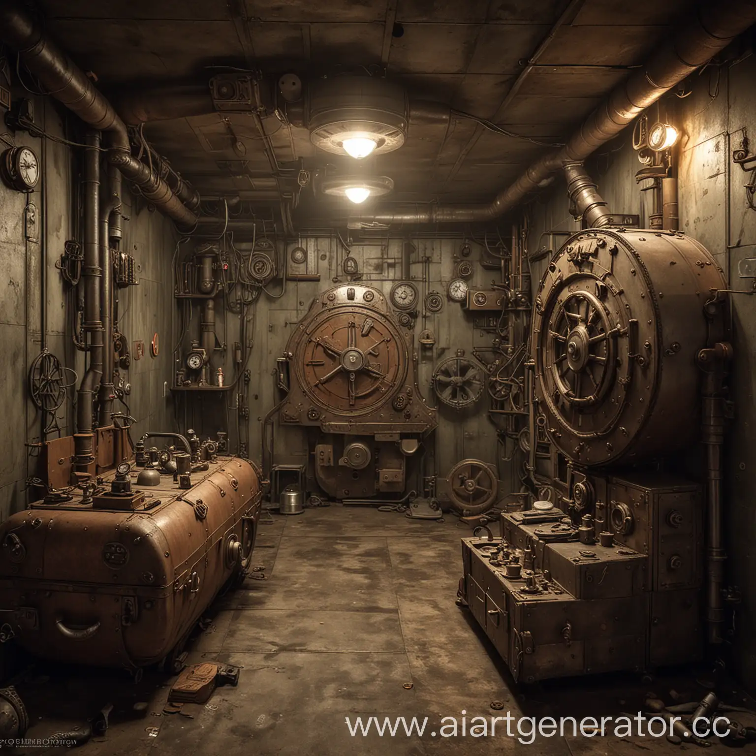 Steampunk-Bunker-Fantasy-Art-Industrial-Fortress-in-Retro-Futuristic-Style