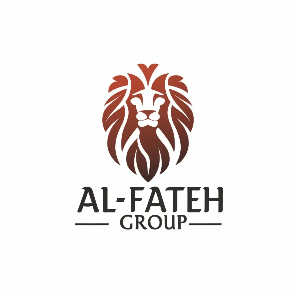 a logo design,with the text "Al-Fateh Group", main symbol:Lion,Moderate,be used in Retail industry,clear background