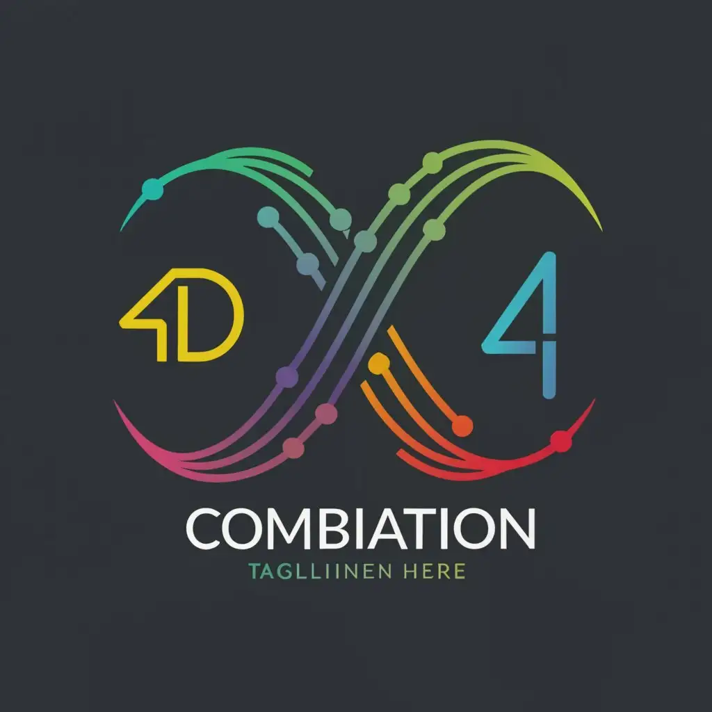 a logo design,with the text "4D Combination", main symbol:Growth curve, DNA double helix,,Moderat,be used in Technologie industry,clear background
4 und D tauschen die Position bitte