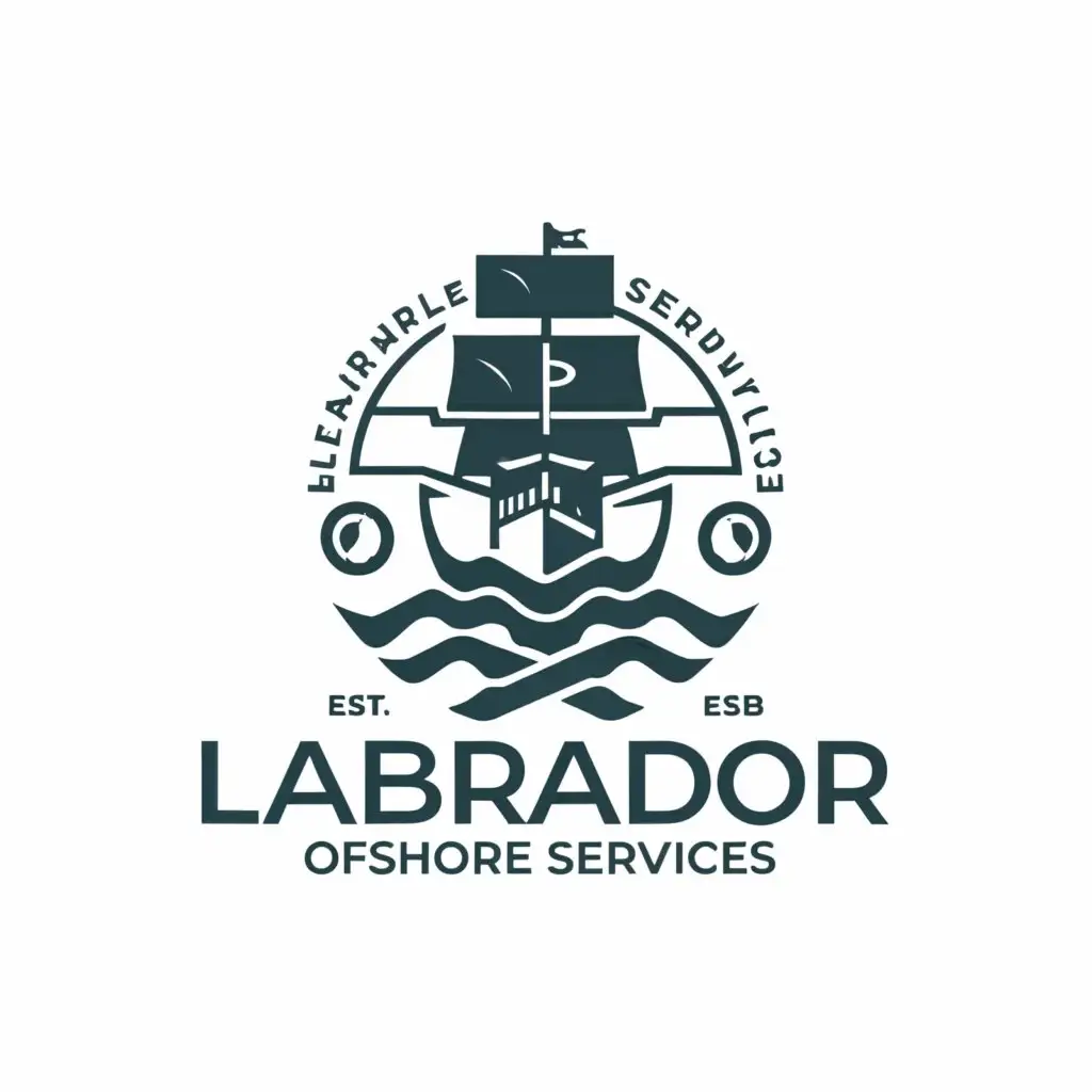 LOGO-Design-For-Labrador-Offshore-Services-Coastal-Ship-Emblem-for-Entretenimiento-Industry