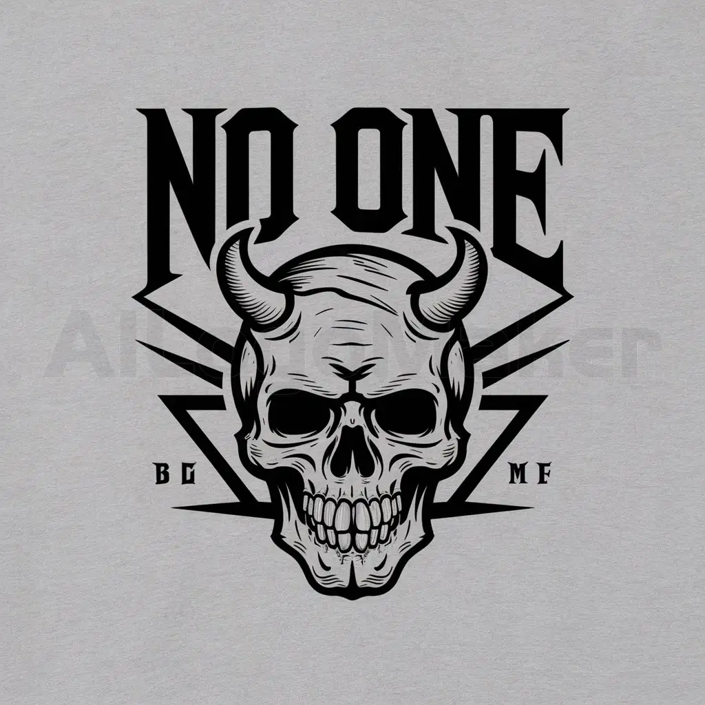 a logo design,with the text "No one", main symbol:Dead skull devil exorcism,complex,clear background