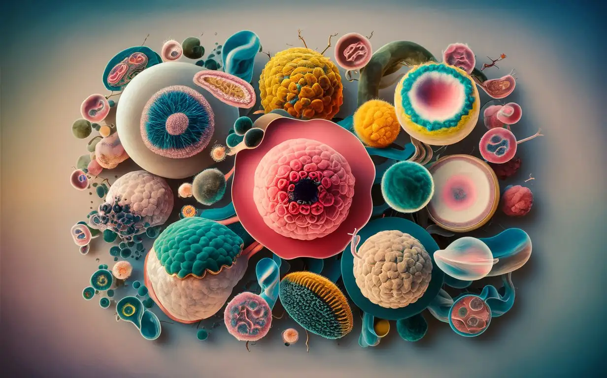 Realistic Single Cells Biology Sticker Set Aesthetic Collection | Dalle3 AI