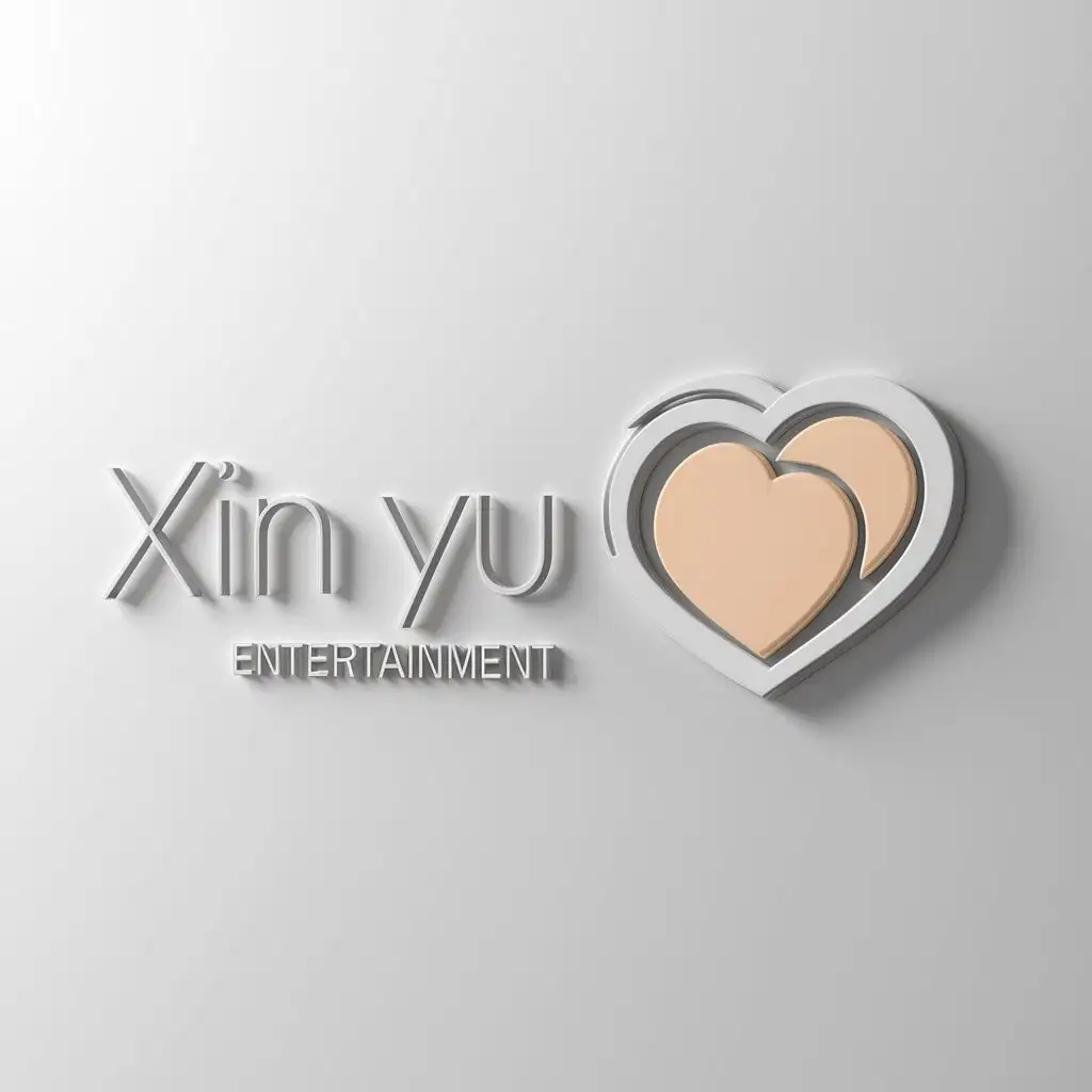 a logo design,with the text "Xin yu xin", main symbol:peach heart,Minimalistic,be used in Entertainment industry,clear background