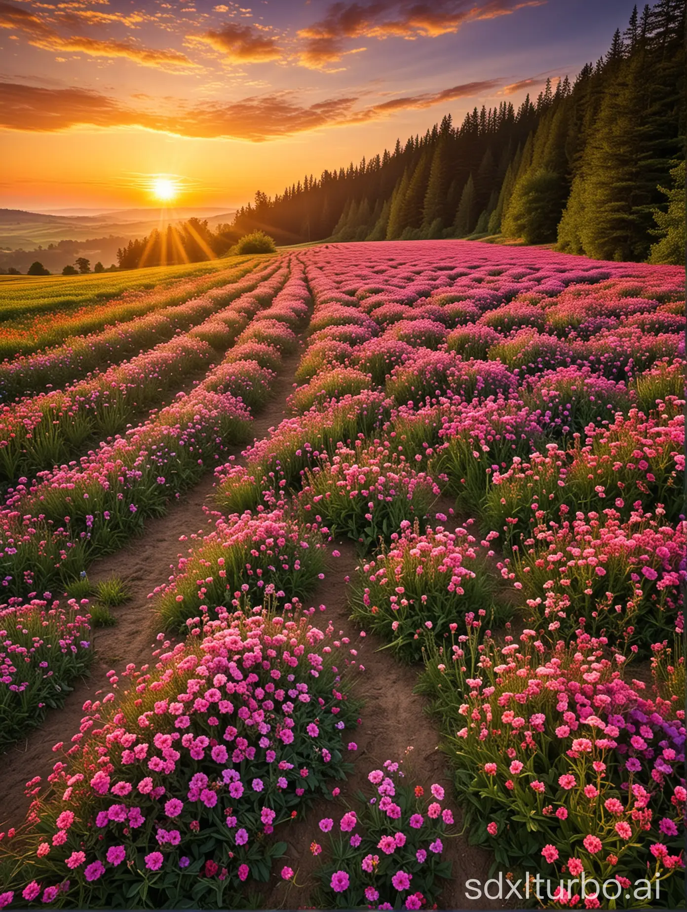 Vibrant-Flower-Fields-and-Lush-Forests-Captivating-Landscapes-of-Abundance