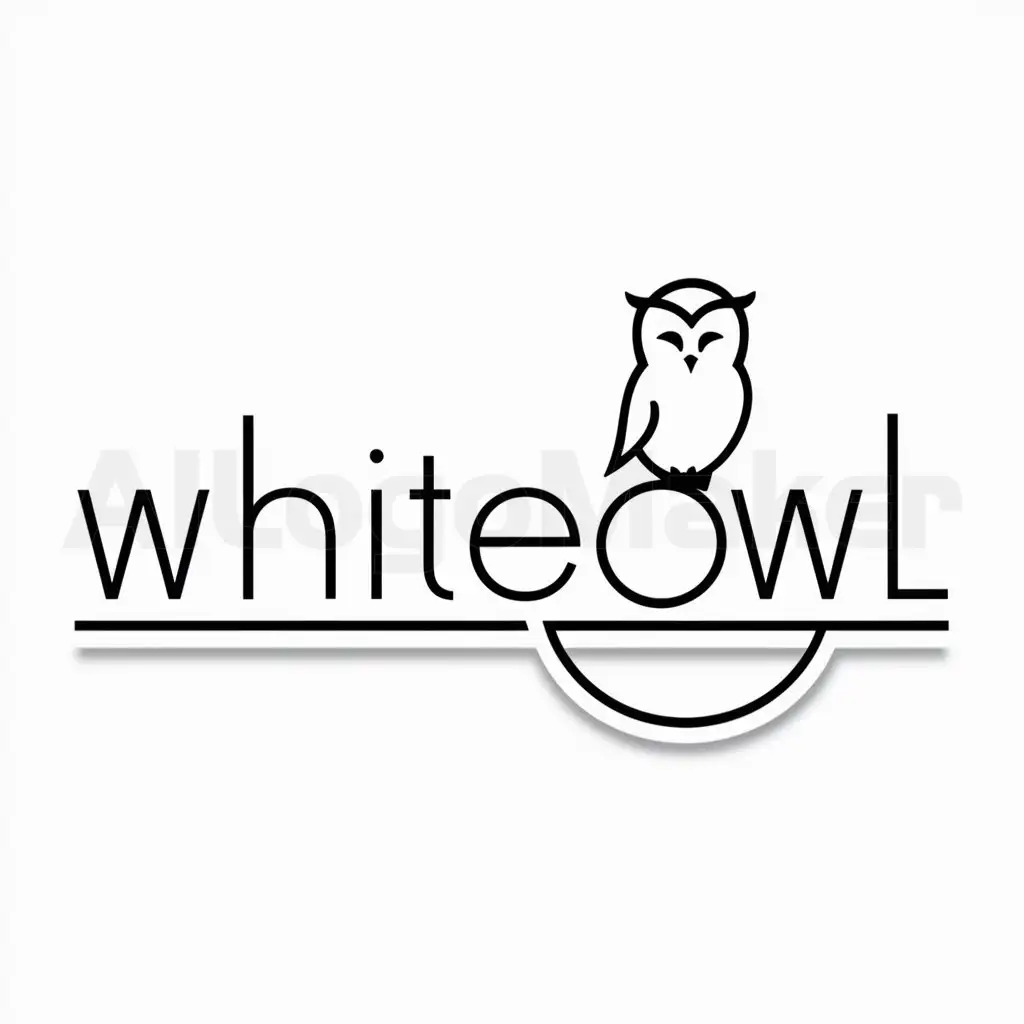a logo design,with the text "WhiteOwl", main symbol:white owl,Minimalistic,clear background
