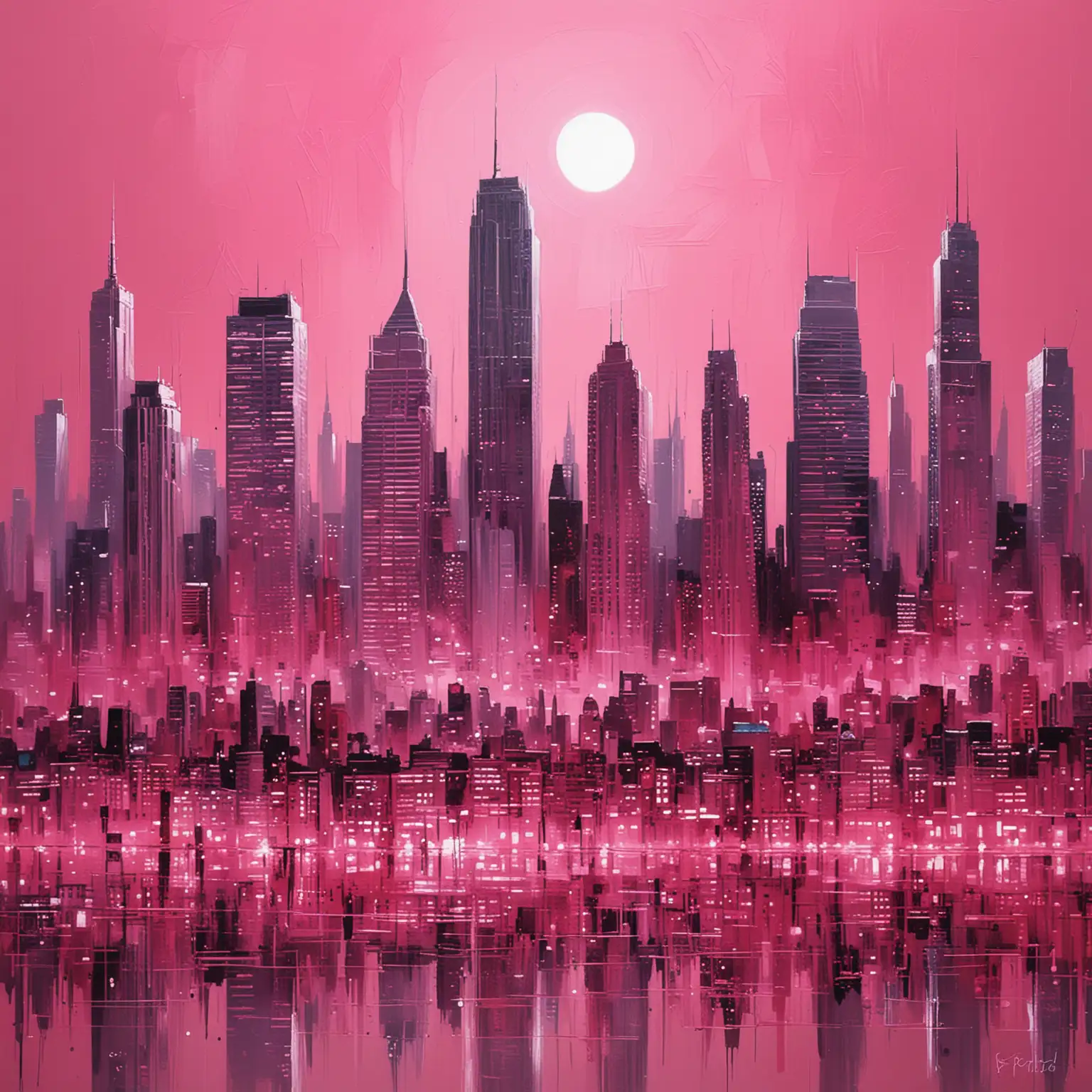 pink cityscape