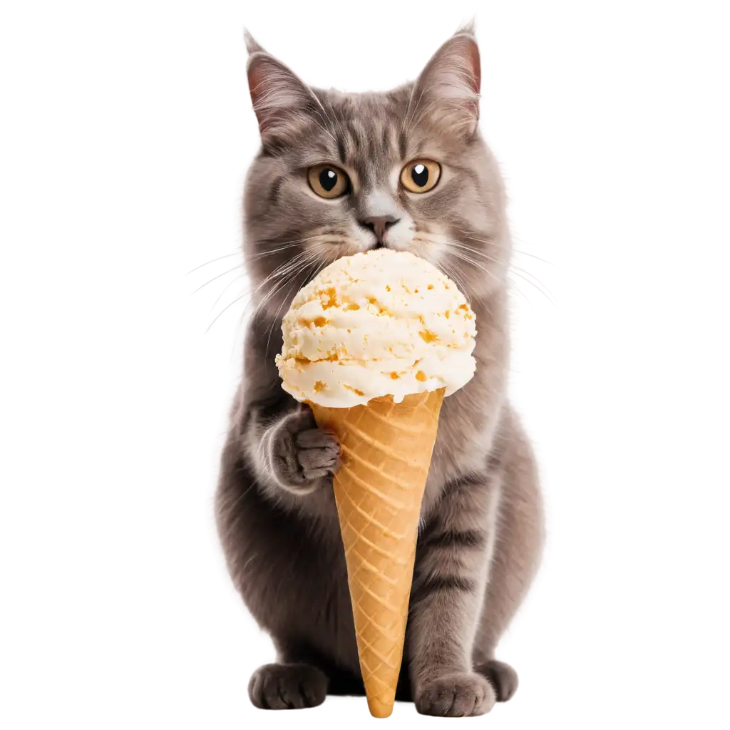 Adorable-Cat-Enjoying-Delicious-Ice-Cream-Captivating-PNG-Image