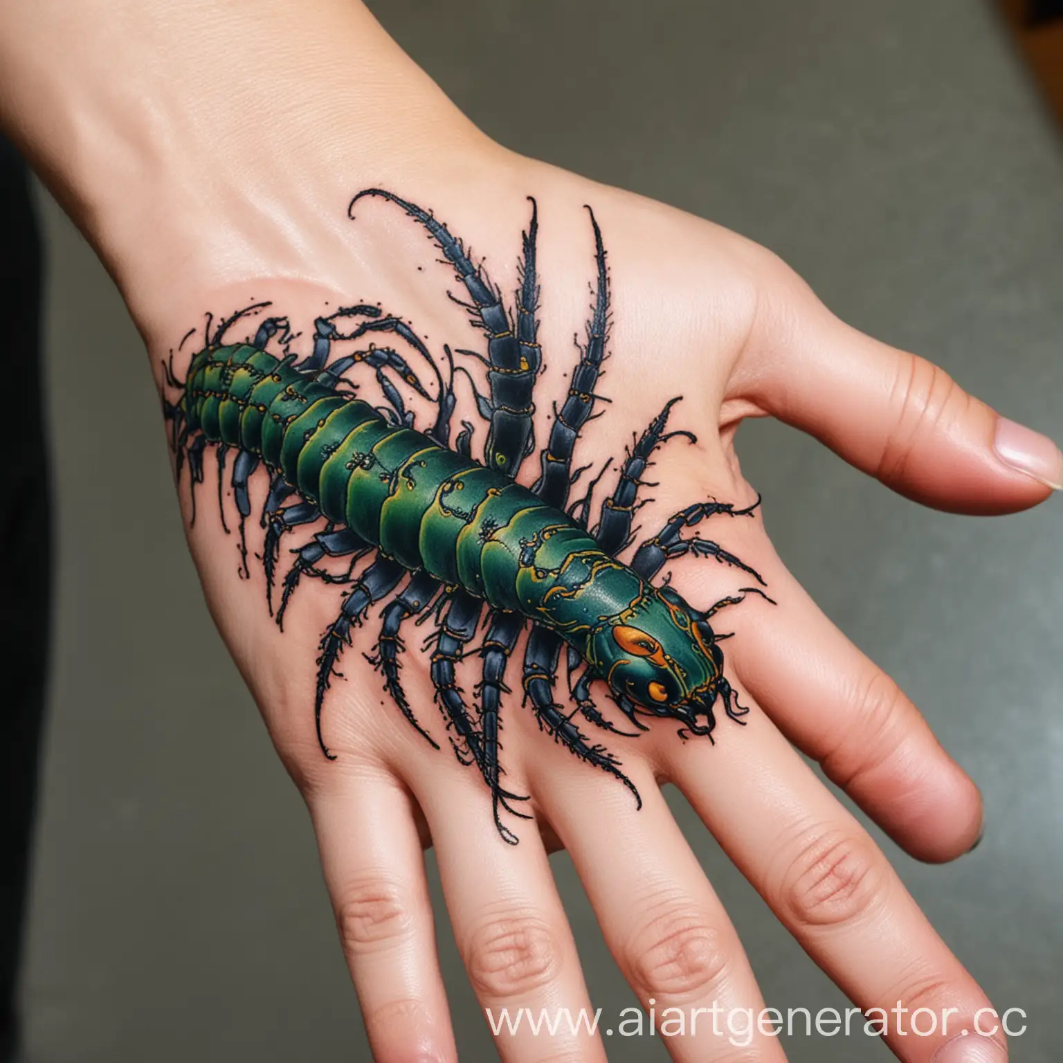 Hand-Tattoo-of-Intricate-Centipede-Design