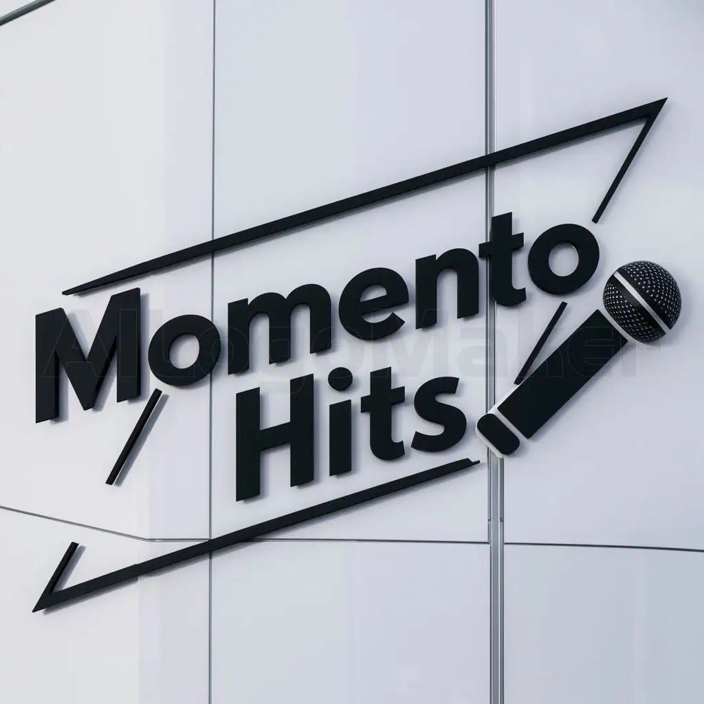 a logo design,with the text "Momento Hits", main symbol:microfone,Moderate,be used in Entertainment industry,clear background