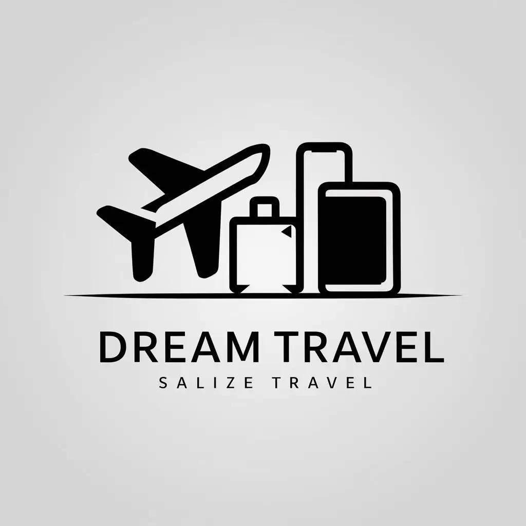 a logo design,with the text "Dream travel", main symbol:Plane, bags, travel,,Minimalistic,be used in Travel industry,clear background