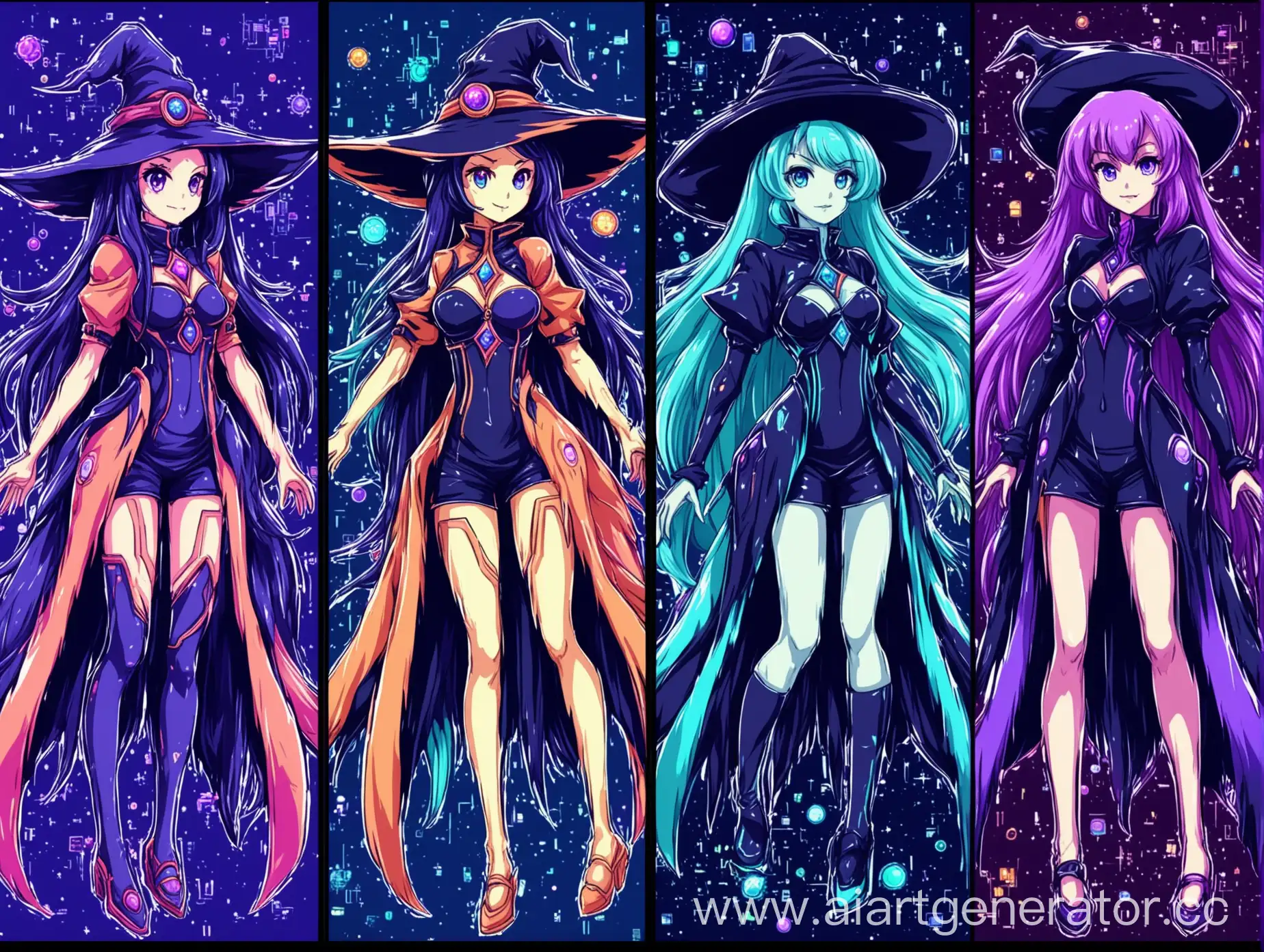 Futuristic-Witches-in-Vibrant-Color-Palettes-for-Anime-Computer-Game