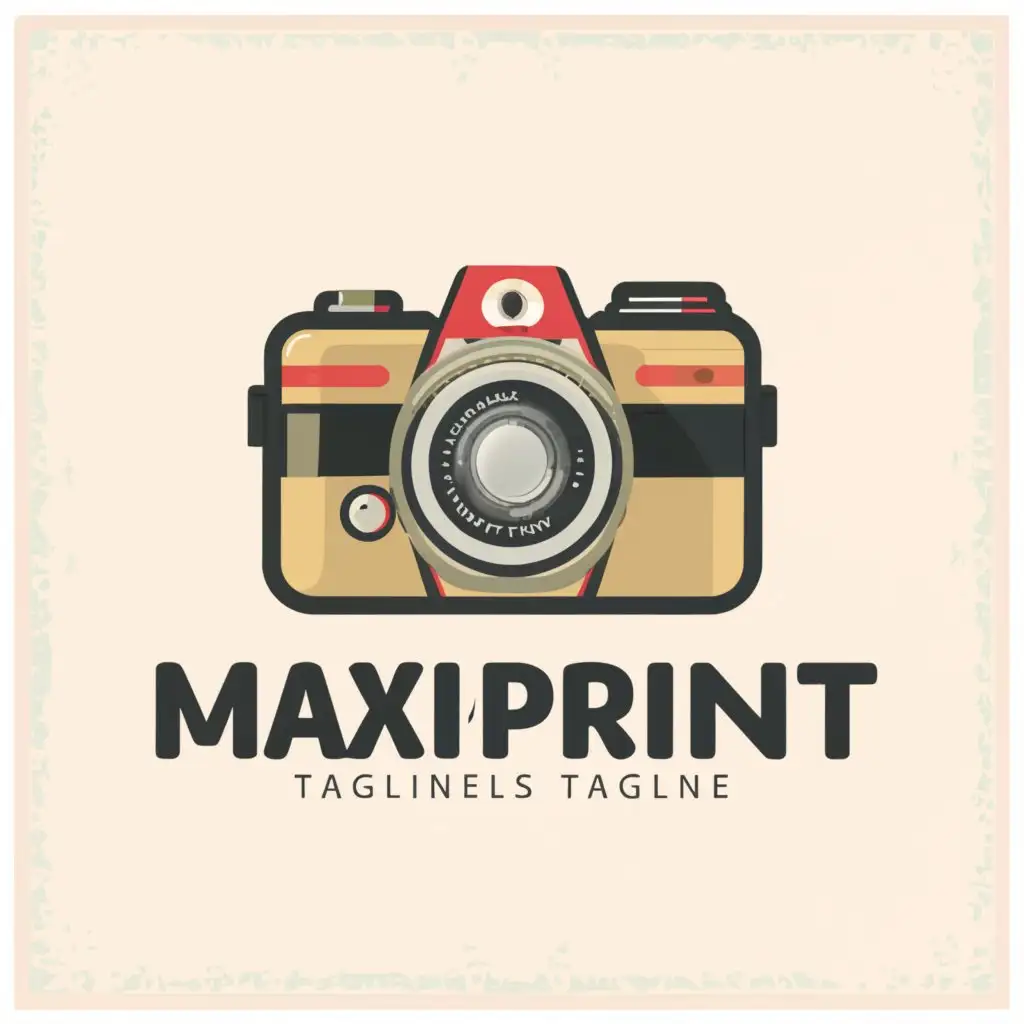 a logo design,with the text "MAXI-PRINT", main symbol:Camera,Moderate,be used in Others industry,clear background