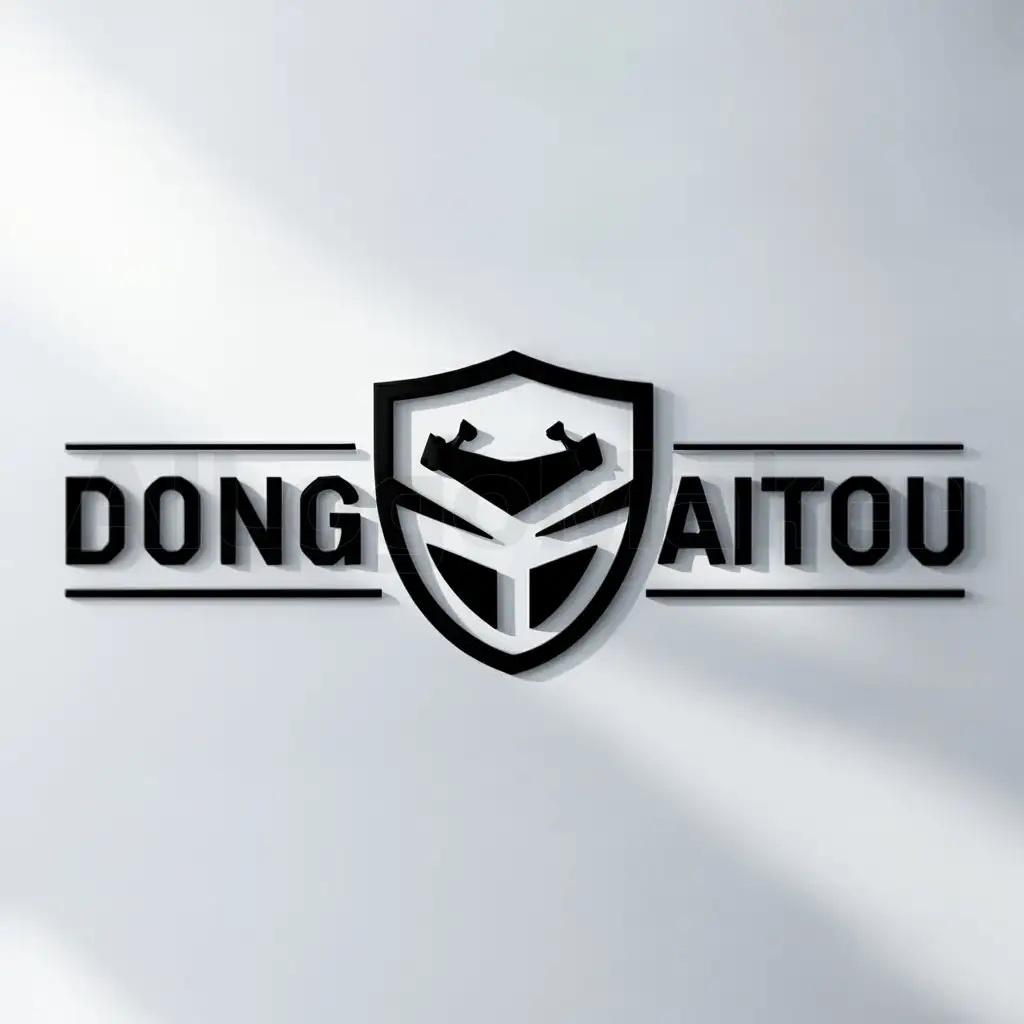 a logo design,with the text "donggaitou", main symbol:shield, motorcycle,Moderate,clear background