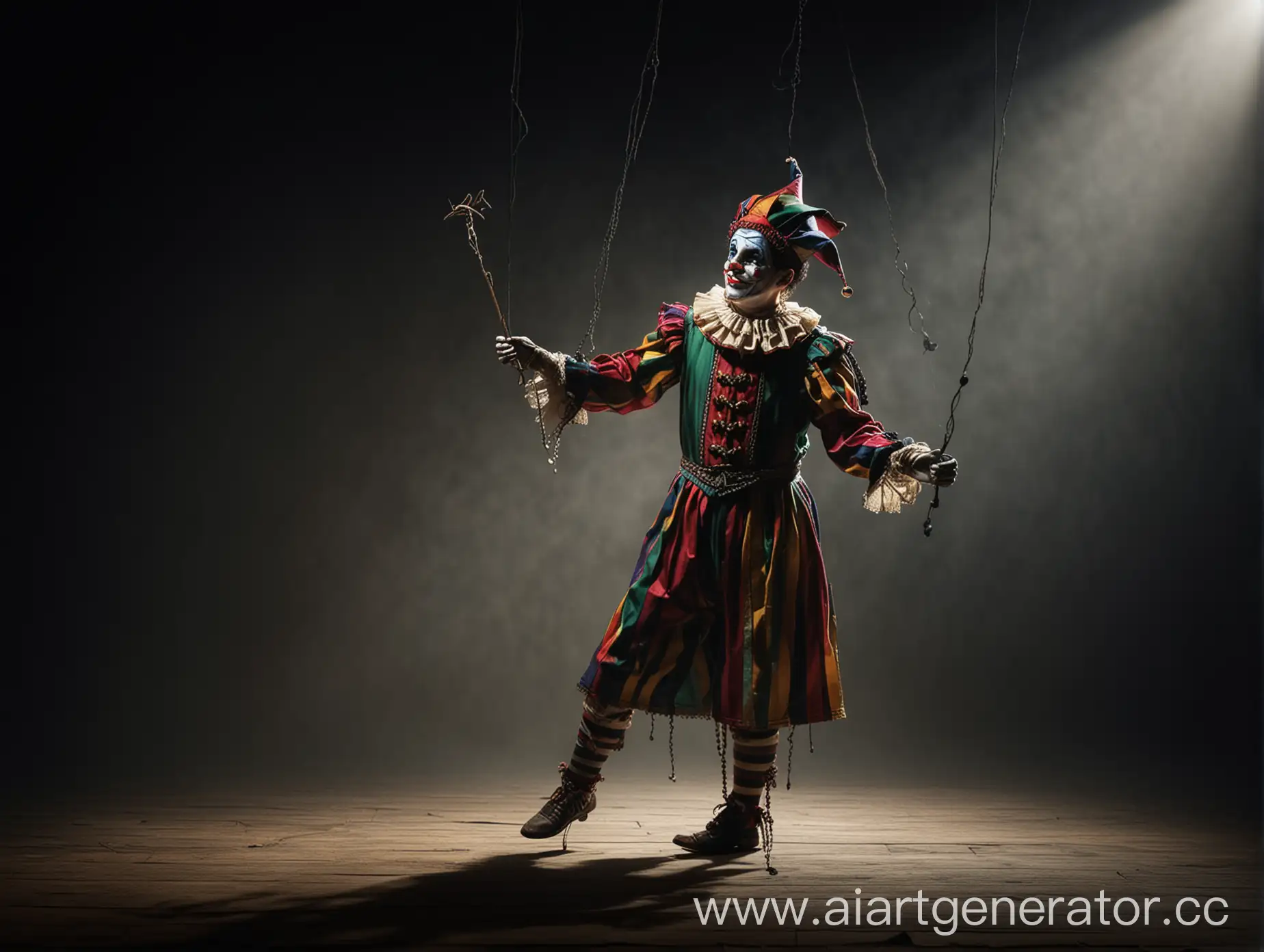 Theatrical-Marionette-Jester-Performing-under-Spotlight