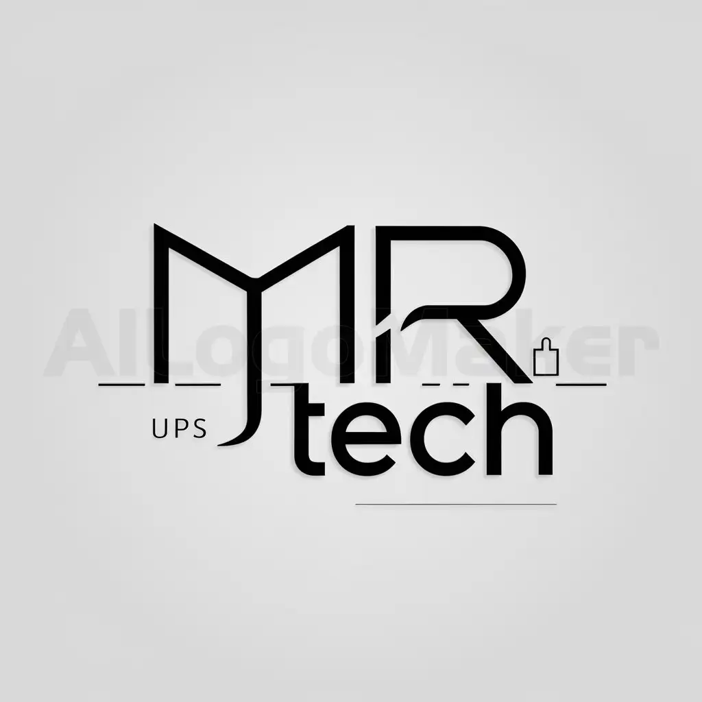 a logo design,with the text "MR Tech", main symbol:Create a logo with the initials 'MR' in a sleek, modern font. Add the word 'Tech' underneath in a smaller, elegant typeface. The design should feature a subtle power icon or a battery symbol to represent UPS services.,Minimalistic,be used in Technology industry,clear background