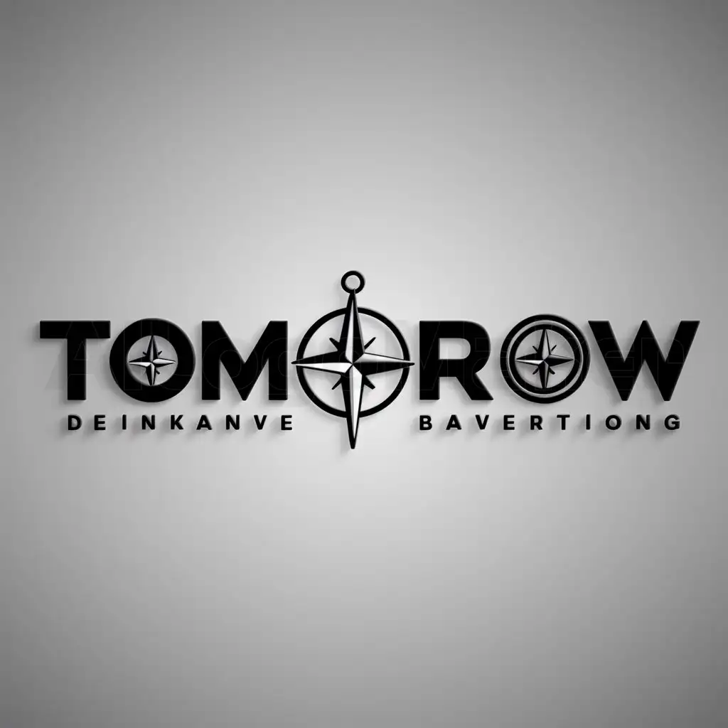 a logo design,with the text "Tomorrow", main symbol:compass,Moderate,be used in advertising industry,clear background