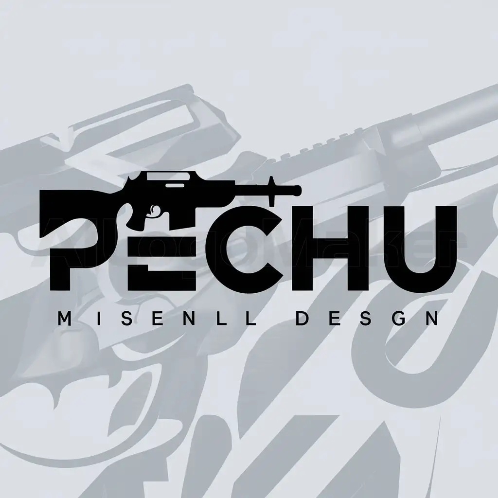 a logo design,with the text "pechu", main symbol:gun,Moderate,clear background