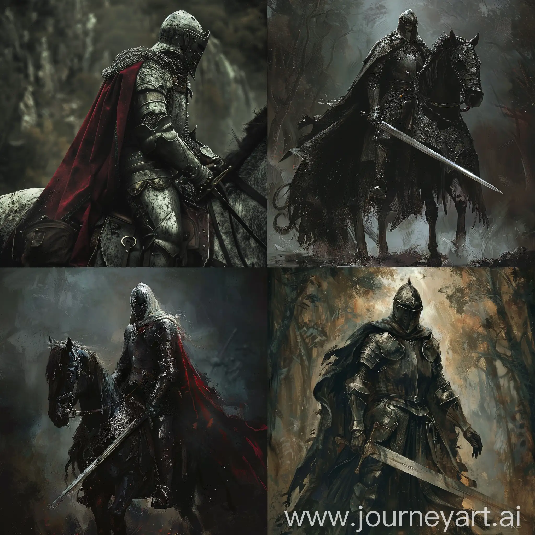 Caballero medieval en dark fantasy