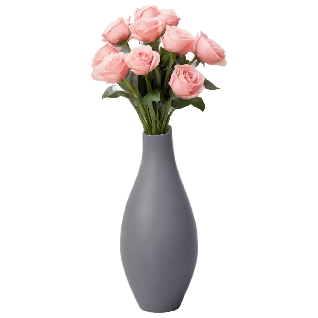 grey curvy luxury flower vase with flowers within