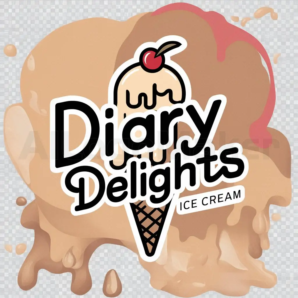 a logo design,with the text "Diary Delights", main symbol:Ice-Cream,Moderate,be used in Others industry,clear background