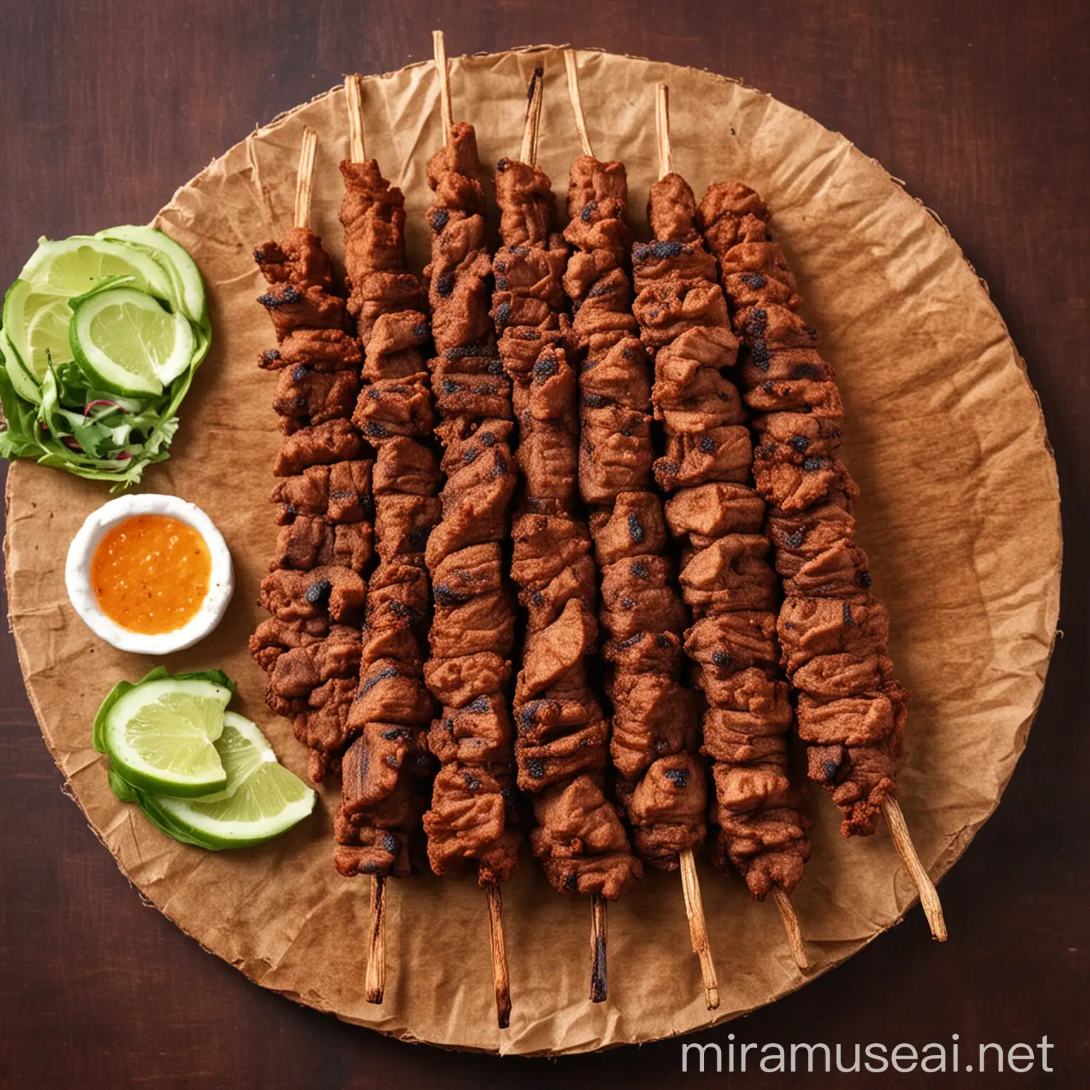 Outdoor Grilling Suya Preparation by a Chef in Traditional Attire