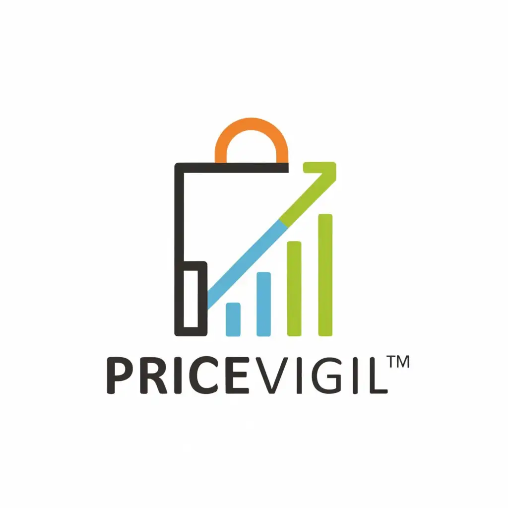 a logo design,with the text "PriceVigil", main symbol:A shopping bag icon combined with a graph or a chart, showing price fluctuations and monitoring,Moderate,be used in Retail industry,clear background