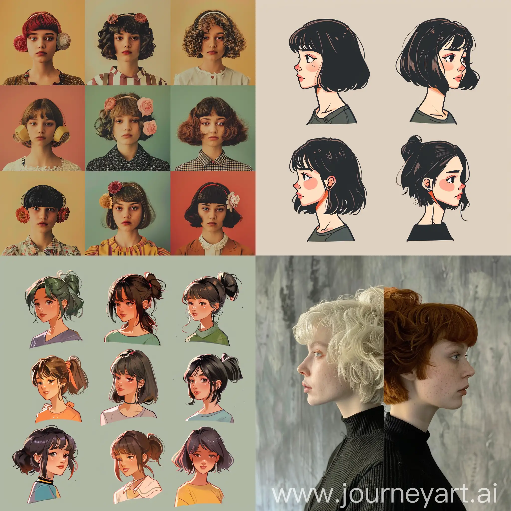 Girl-with-Different-Haircuts-Variations-in-Square-Format-Art