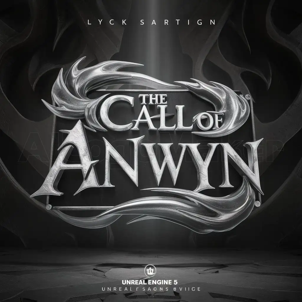 a logo design,with the text "The Call of Anwyn", main symbol:clean sign logo with wording: The Call of Anwyn, dark fantasy, black metal style, lighting and Unreal Engine 5 style, HQ, 3d render, cinematic, medieval typography, dark magical flames around the letters, highly detailed, cinematic lighting, grey scale, smooth, sharp focus, cinematic lighting, illustration, intricate background, Epic Cinematic Text Effect, dark background,Moderate,be used in Others industry,clear background
