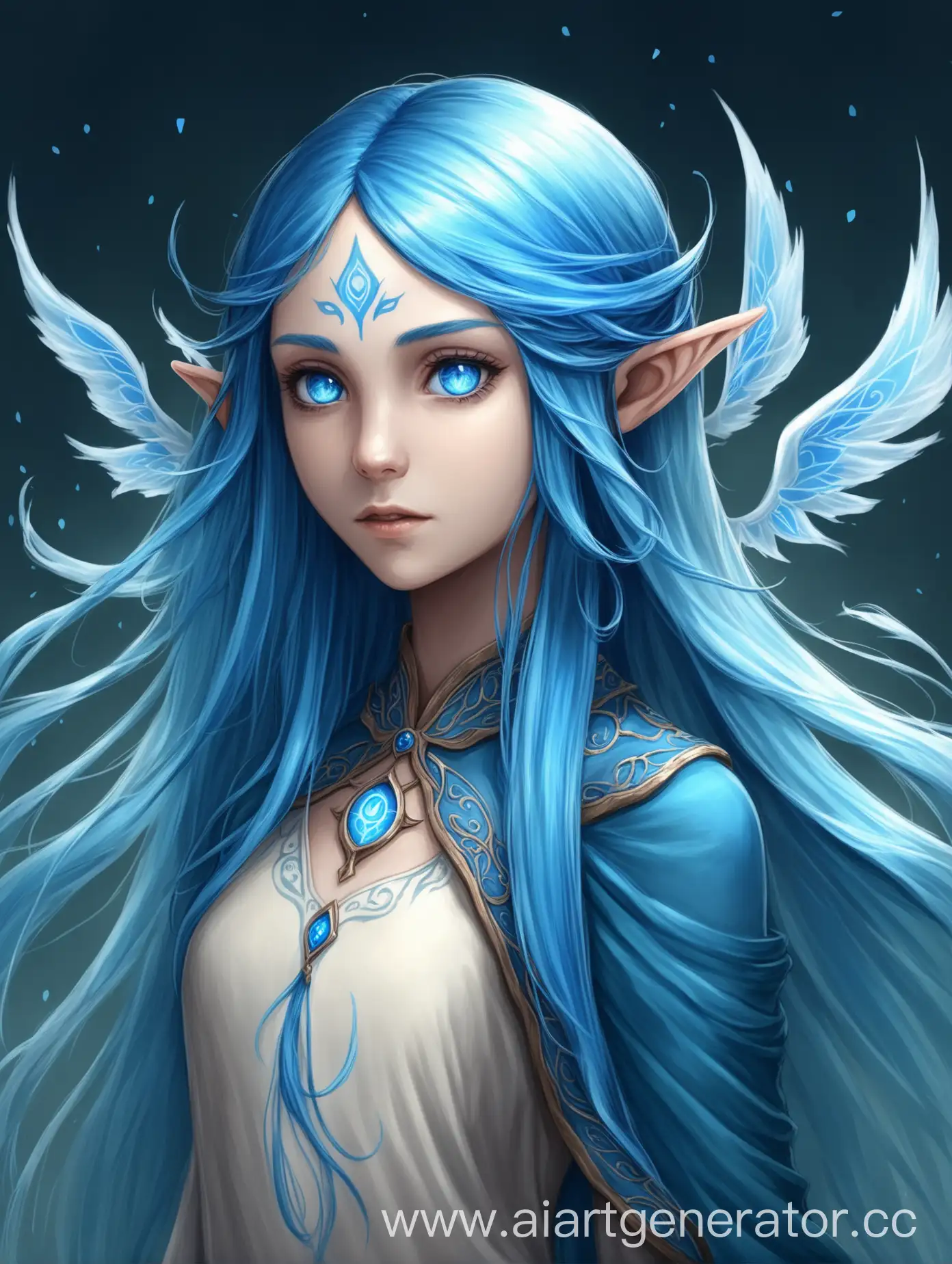 HalfElf-HalfSpirit-Girl-with-Vibrant-Blue-Hair