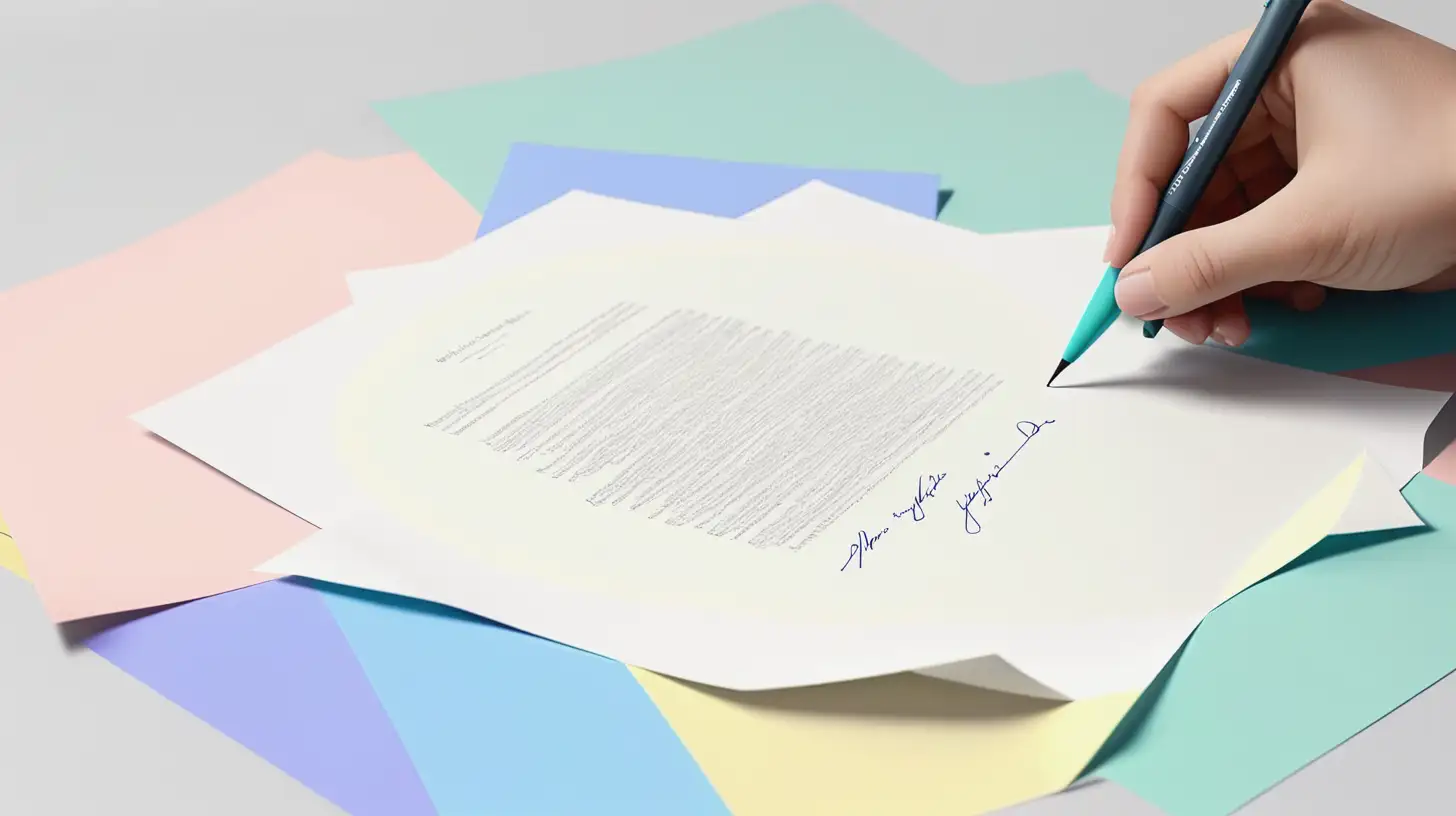Generate a paper with signatures, colors should be pastel 