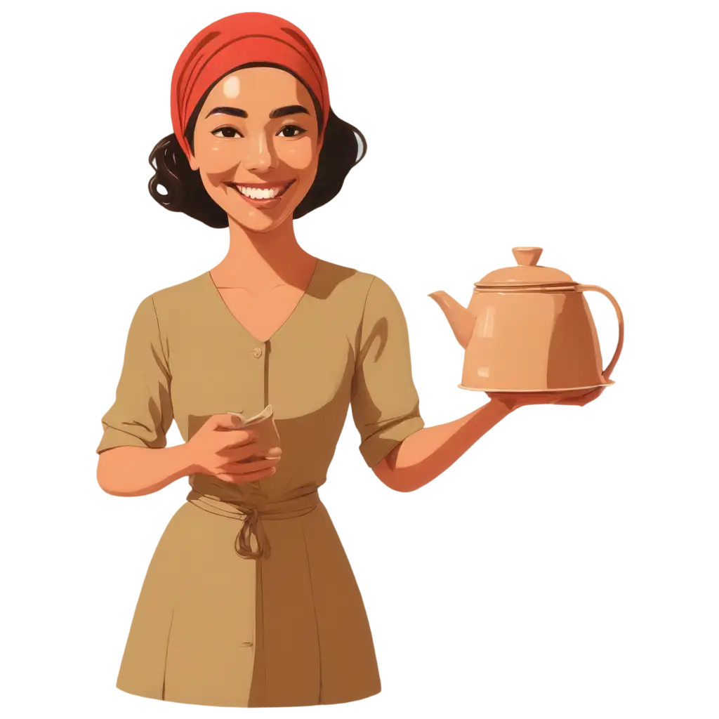 PNG-Cartoon-Half-Body-Javanese-Woman-with-Headscarf-Tea-Maker-Smiling