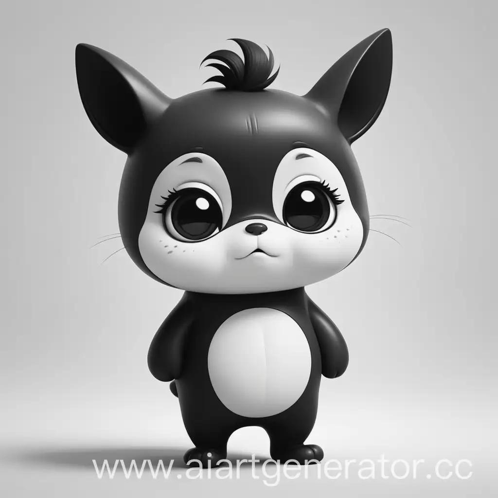 Adorable-Cartoon-Character-in-BlackandWhite-Style