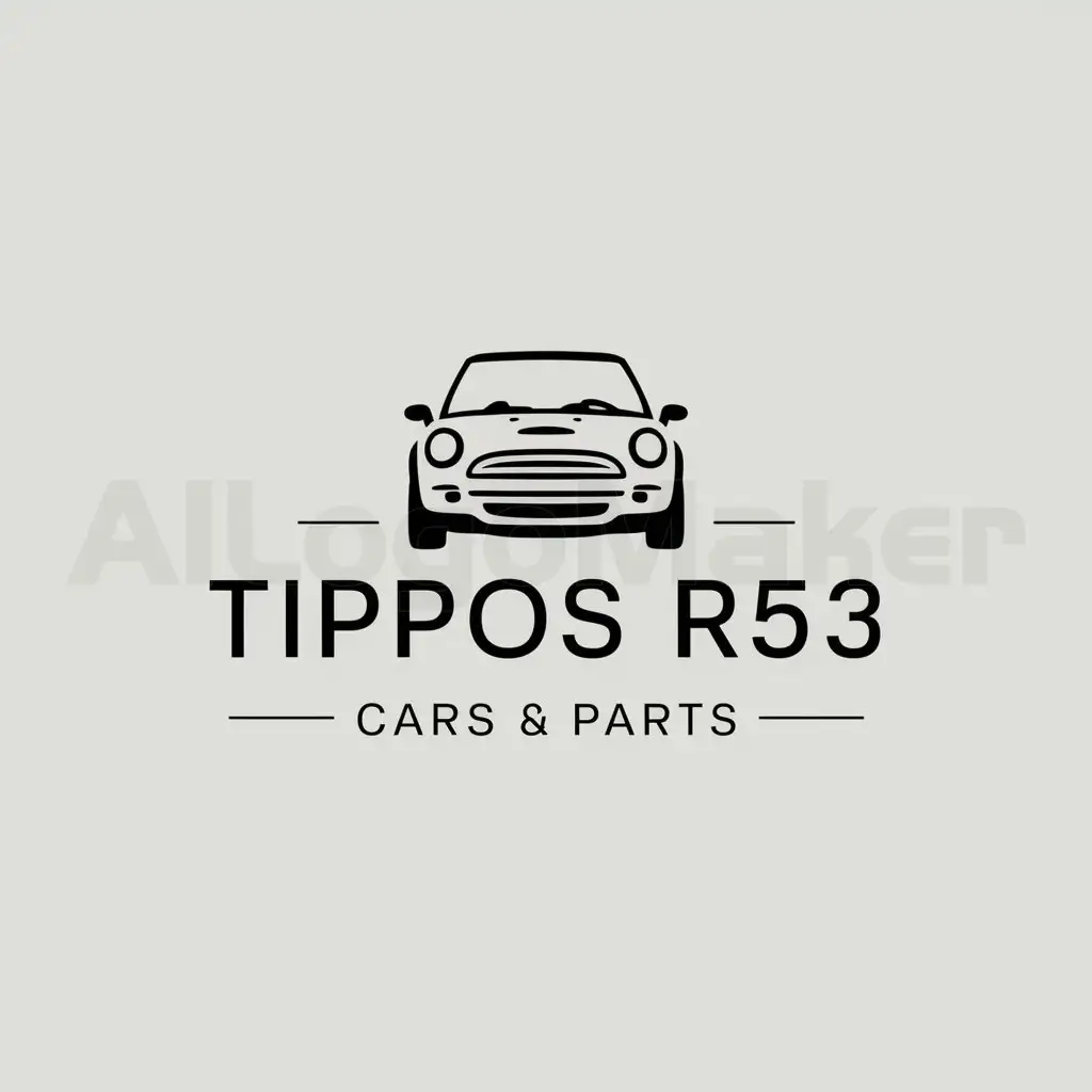 a logo design,with the text "Tippos R53 Cars & Parts", main symbol:MINI Cooper,Moderate,be used in Automotive industry,clear background