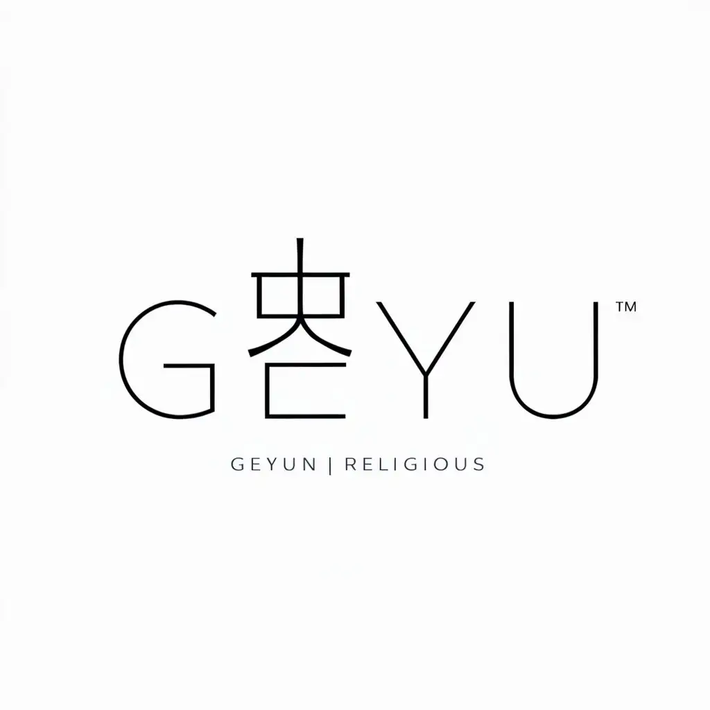 a logo design,with the text "GEYU", main symbol:Mu,Minimalistic,be used in Religious industry,clear background