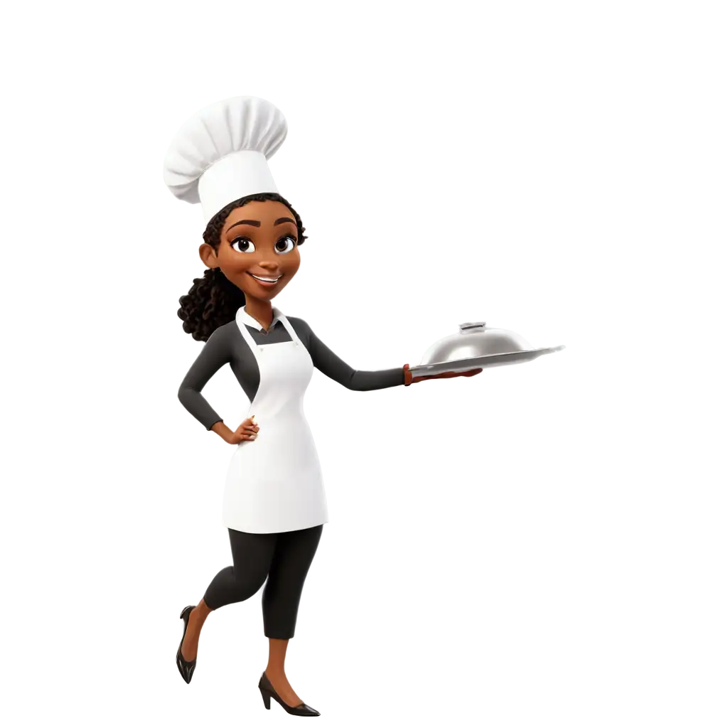 African-Female-Chef-Cartoon-PNG-Vibrant-Illustration-for-Culinary-Blogs-and-Recipes