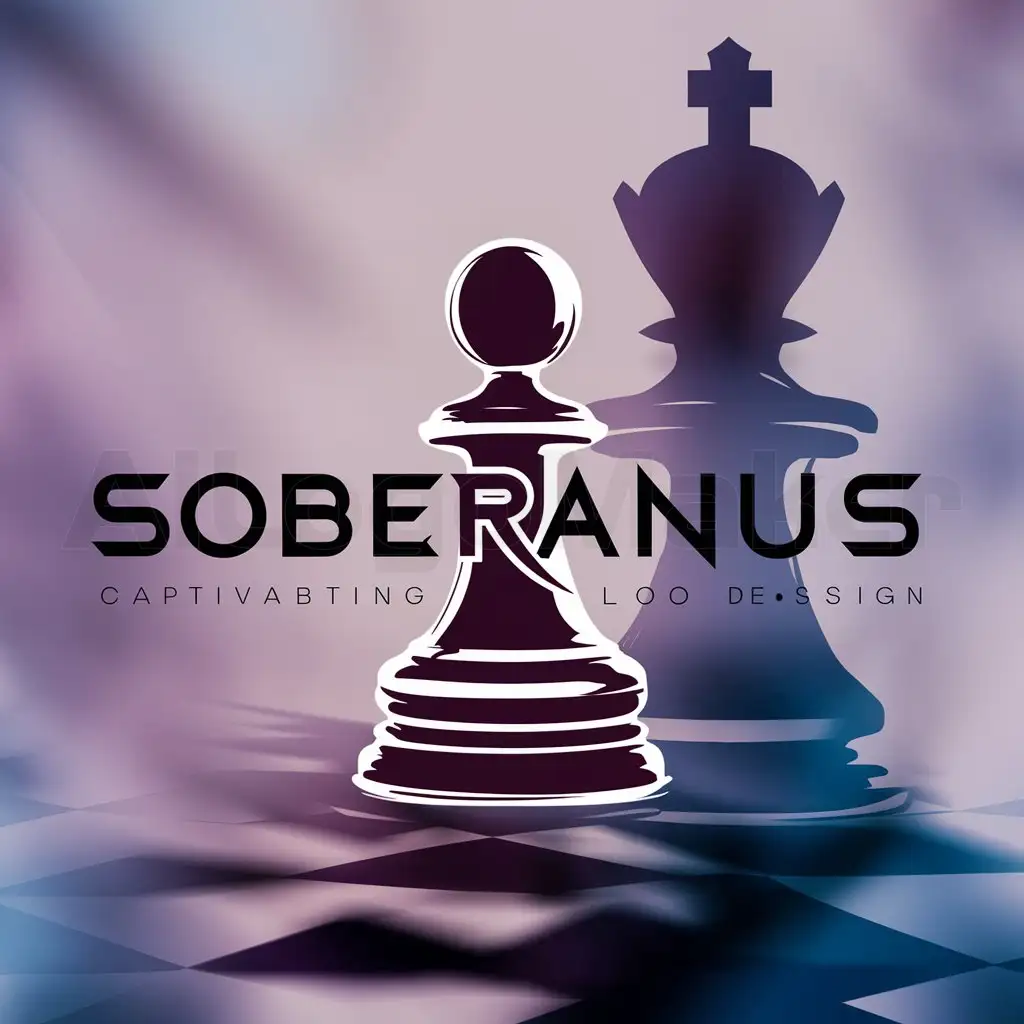 a logo design,with the text "Soberanus", main symbol:pawn of chess with shadow of king,complex,clear background