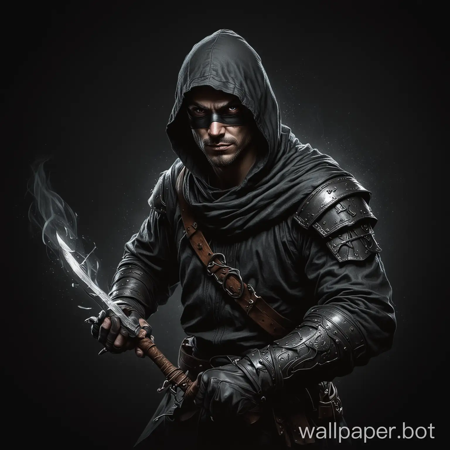 Draw a fantasy thief on a black background