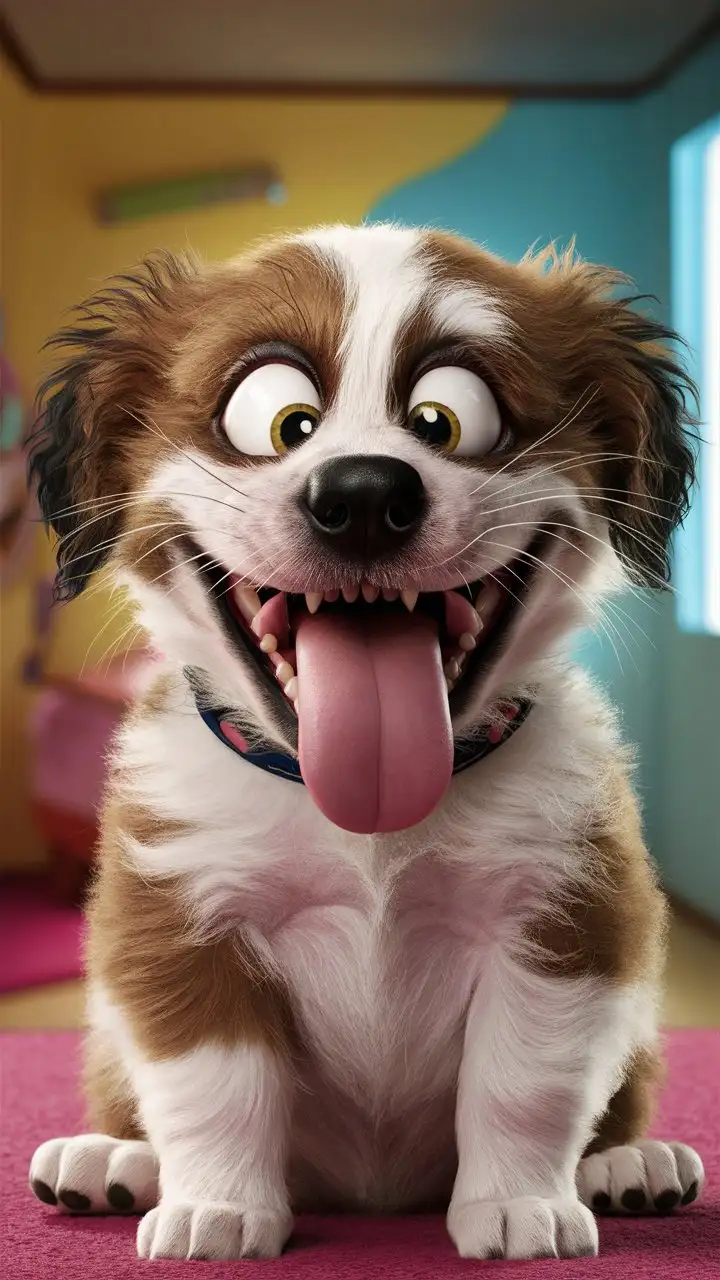 Puppy with a crazy face
