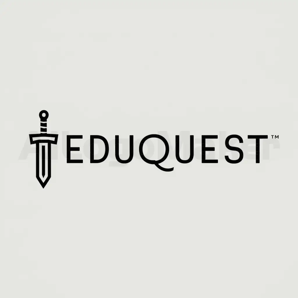 a logo design,with the text "eduquest", main symbol:an rpg sword,Moderate,be used in Education industry,clear background