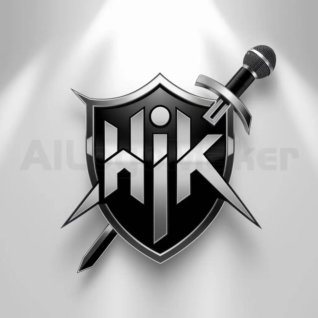 LOGO-Design-For-HIK-Shield-with-Sword-Microphone-Rock-Atmosphere