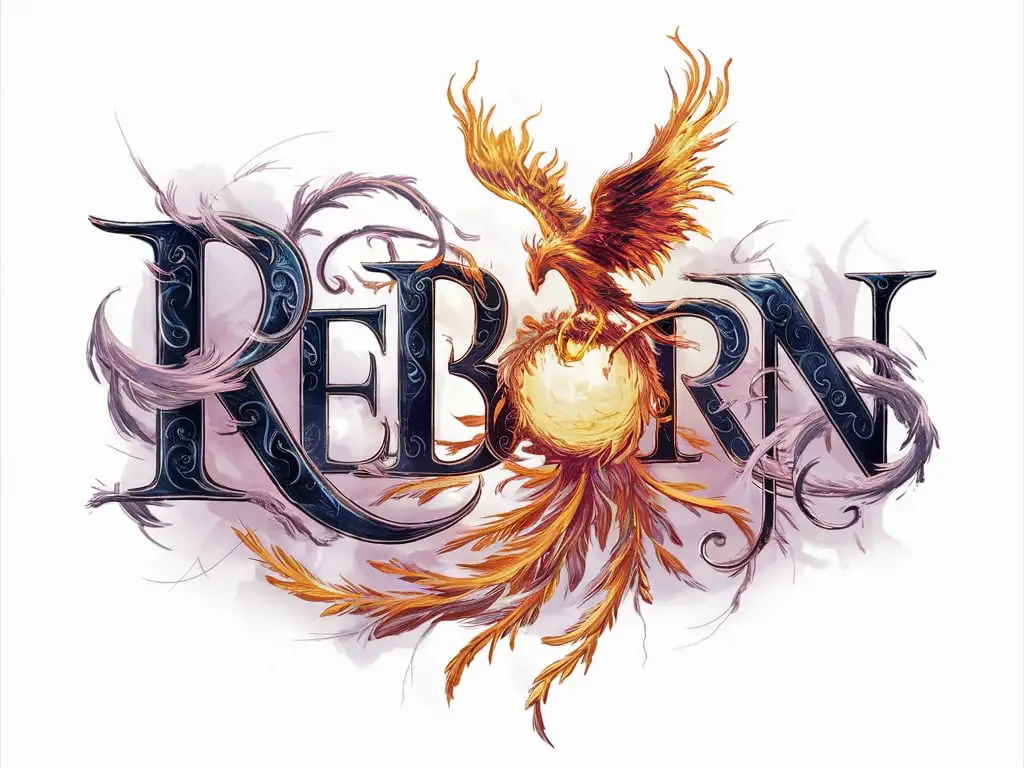 Fantasy like logo containing the word "REBORN" 