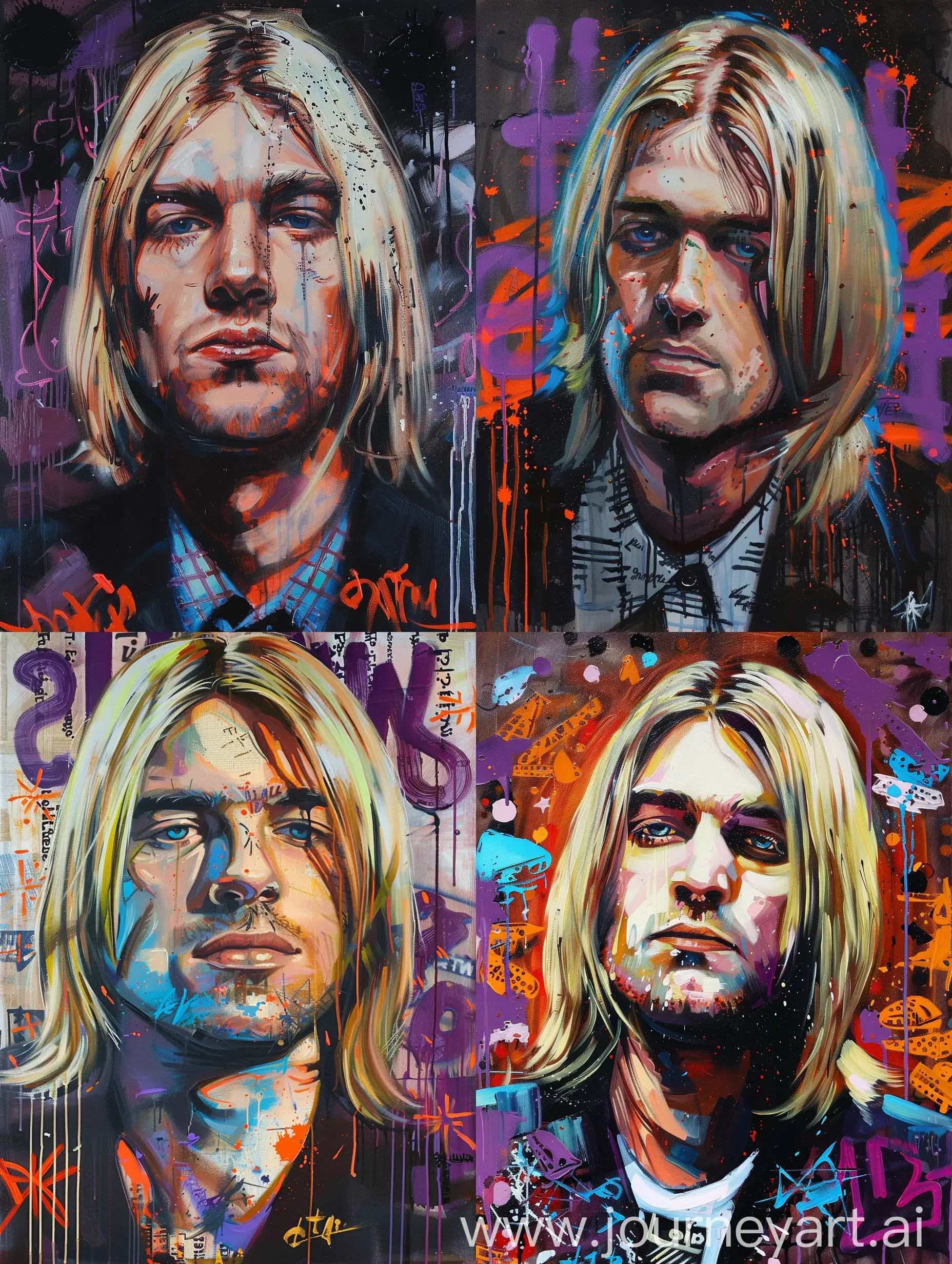 oil painting of kurt Cobain 