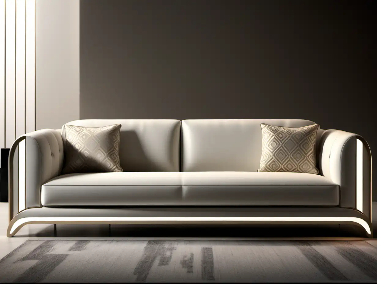 Italian style sofa design with Turkish touches, modern lines, minimal LED detail,3 seats,