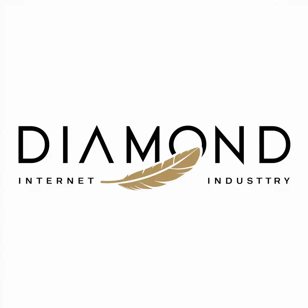 a logo design,with the text "diamond", main symbol:gold feather,Minimalistic,be used in Internet industry,clear background