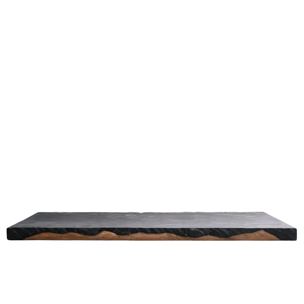 black wooden stone tabletop against wall background