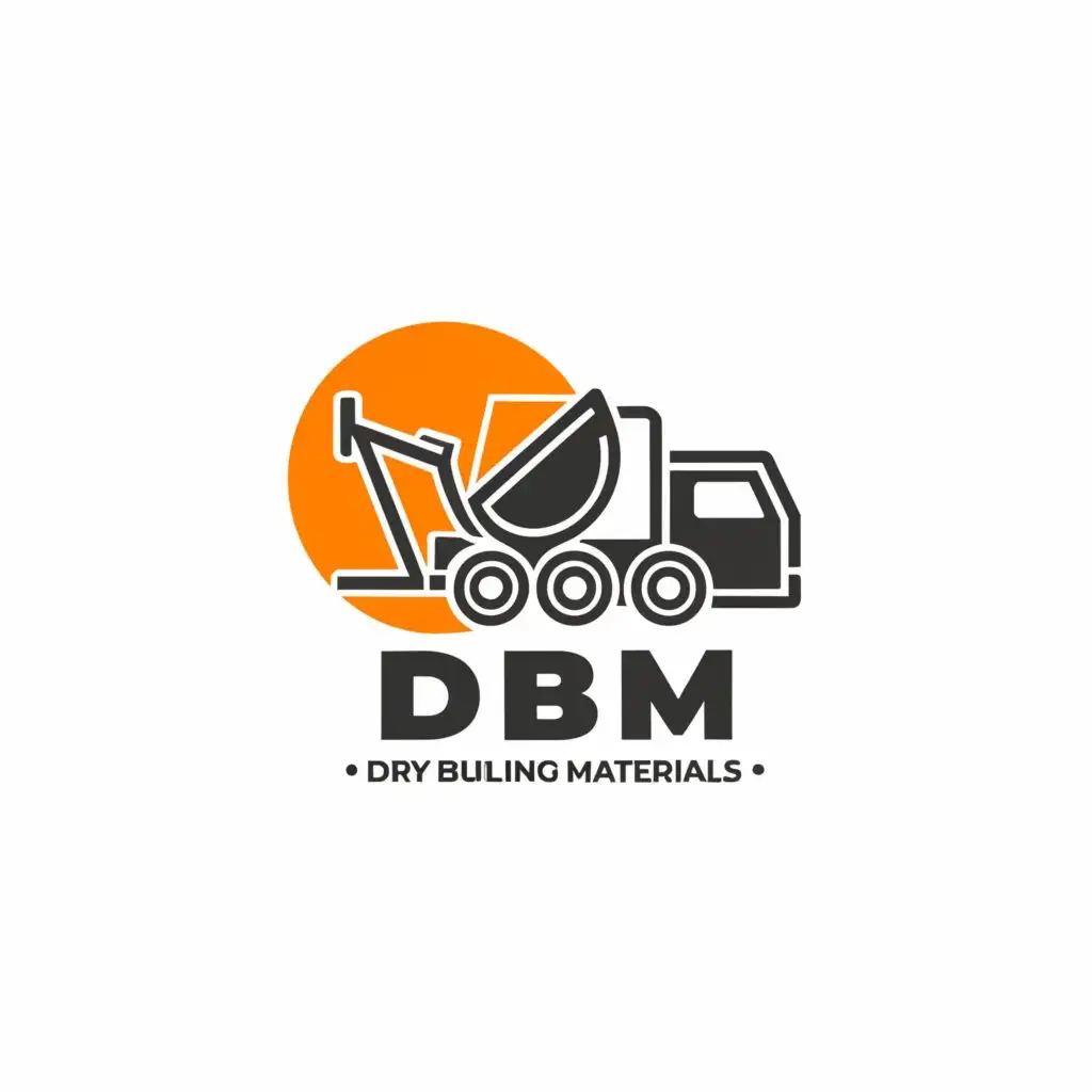 LOGO-Design-For-Dry-Building-Materials-DBM-Cement-Truck-and-Concrete-Mixer-in-Minimalistic-Style