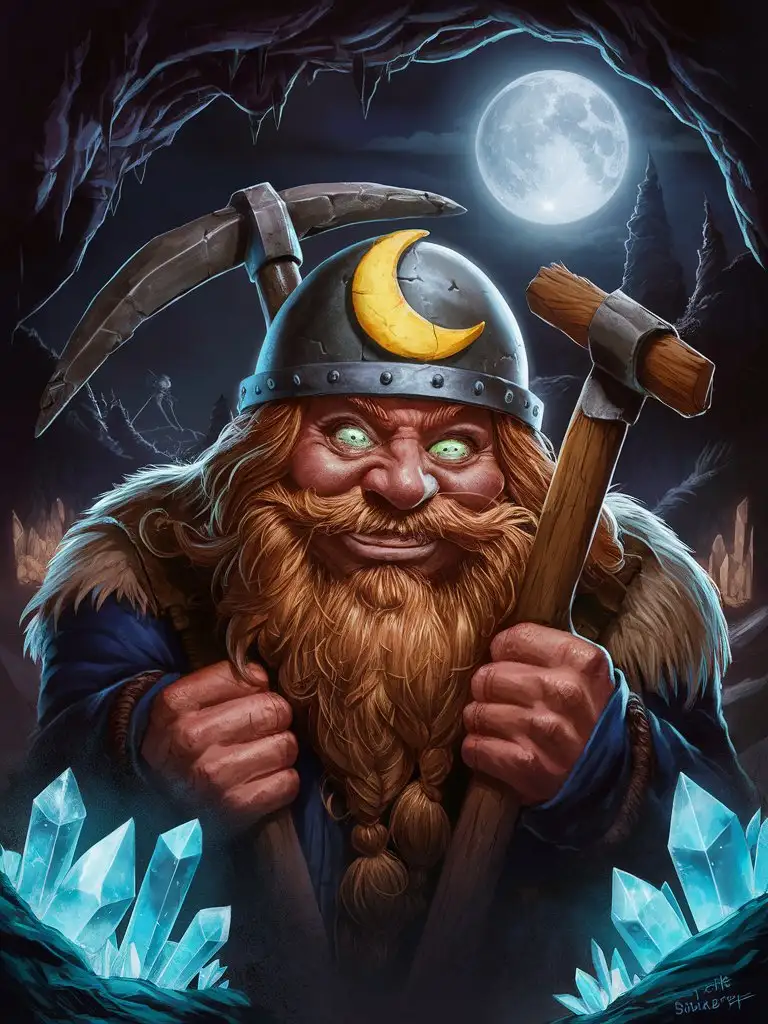 dwarf miner maniacal cultist of the moon