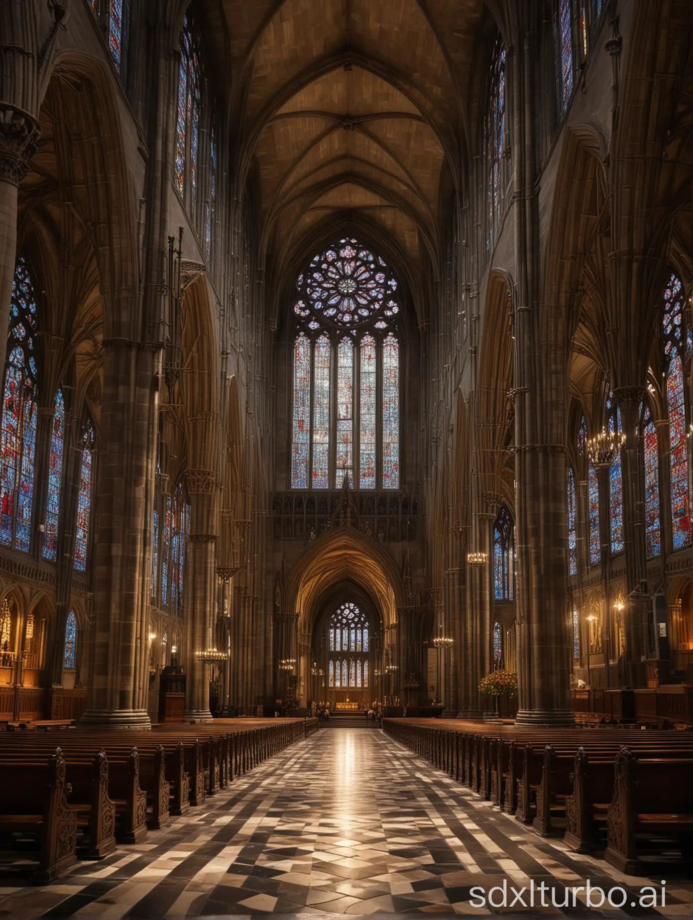Majestic-Gothic-Cathedral-Towering-Spires-and-Stained-Glass-Splendor