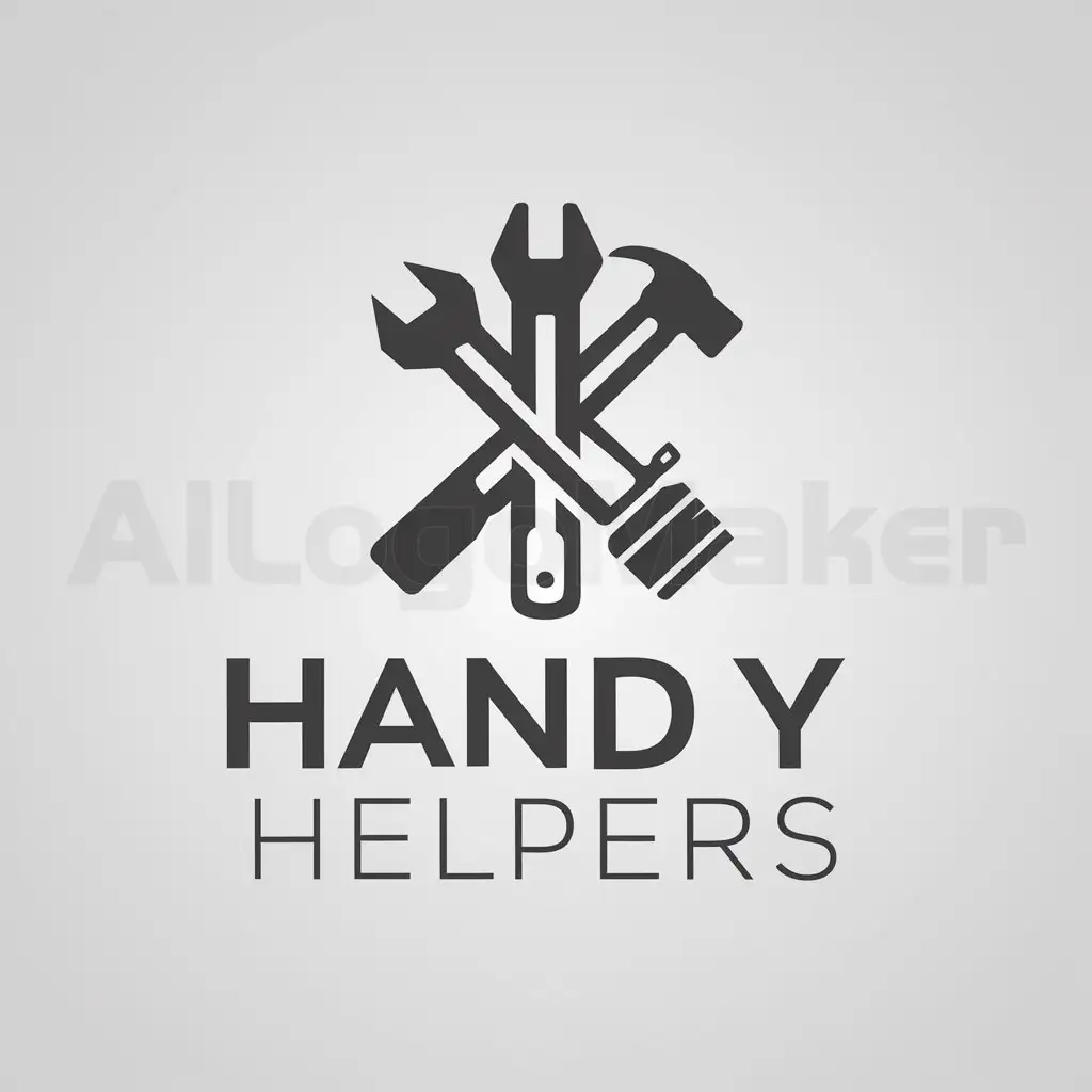 a logo design,with the text "Handy Helpers", main symbol:tools, lawn mower, handyman,Moderate,be used in Others industry,clear background